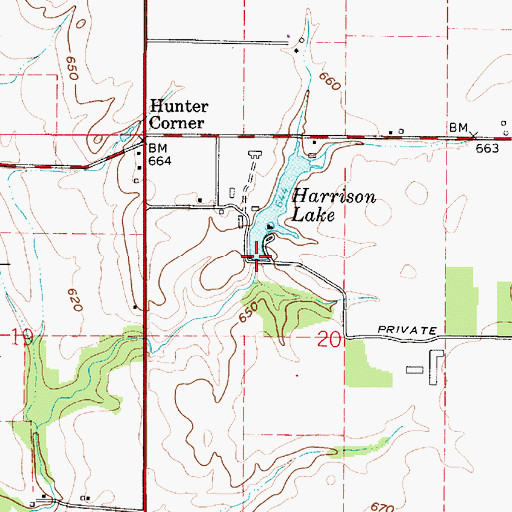 Topographic Map of Harrison Lake, IN