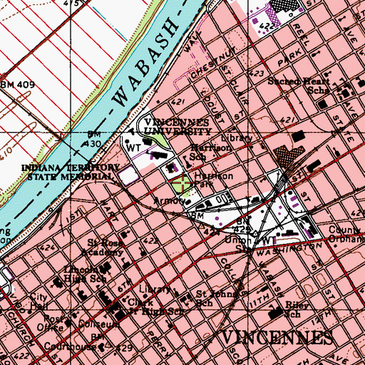 Topographic Map of Harrison Park, IN