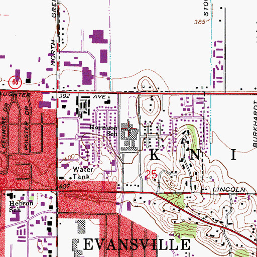 Topographic Map of Harrison School, IN