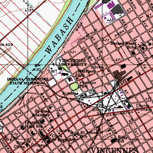 Topographic Map of Harrison School, IN