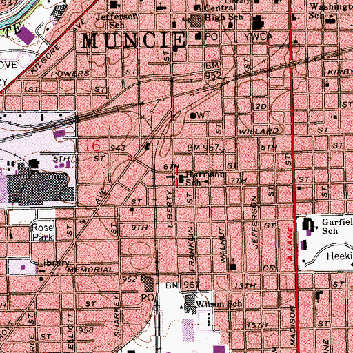 Topographic Map of Harrison School, IN