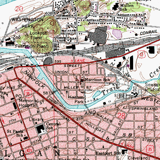 Topographic Map of Harrison School, IN