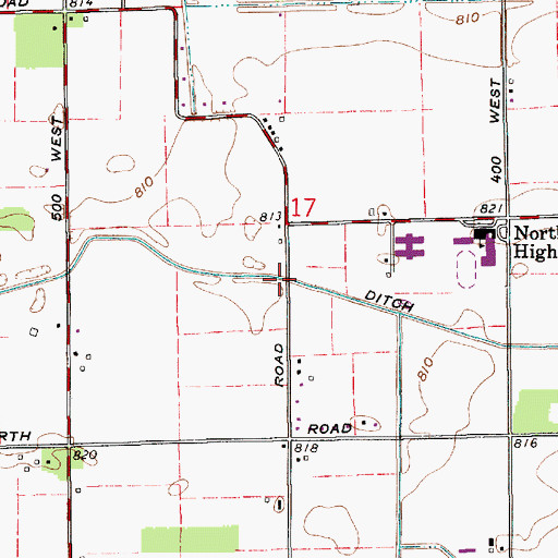 Topographic Map of Harrison-Harlan Ditch, IN