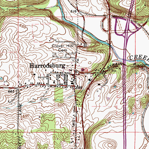 Topographic Map of Harrodsburg, IN