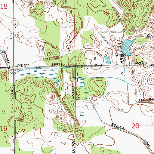 Topographic Map of Harry Cool Ditch, IN
