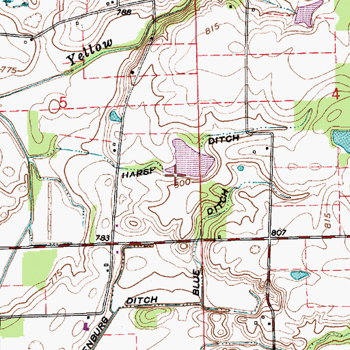 Topographic Map of Harsh Ditch, IN