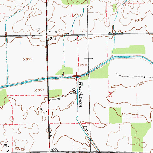 Topographic Map of Harshman Creek, IN