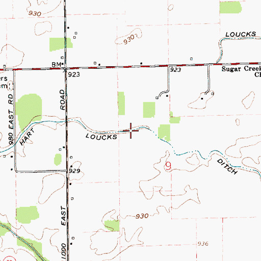 Topographic Map of Hart Loucks Ditch, IN