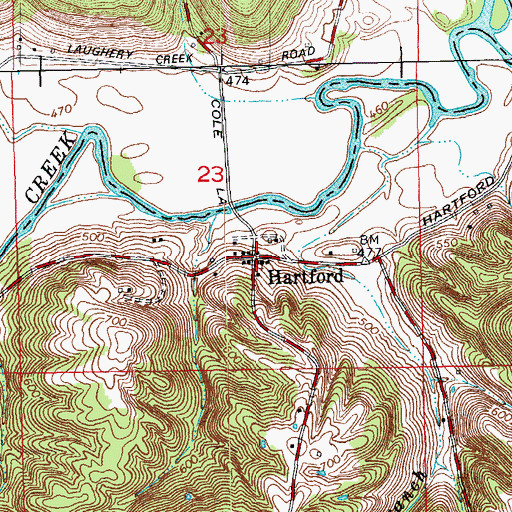 Topographic Map of Hartford, IN
