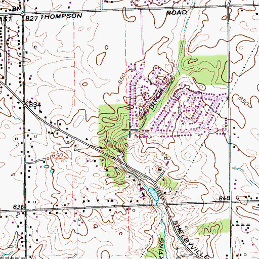 Topographic Map of Harting Ditch, IN