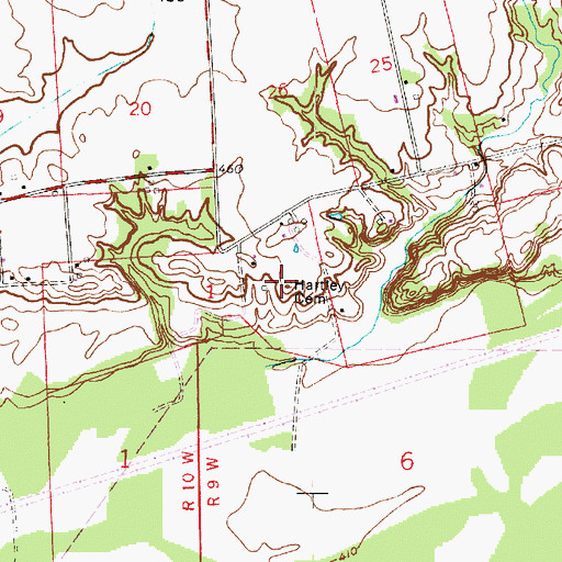 Topographic Map of Hartley Cemetery, IN