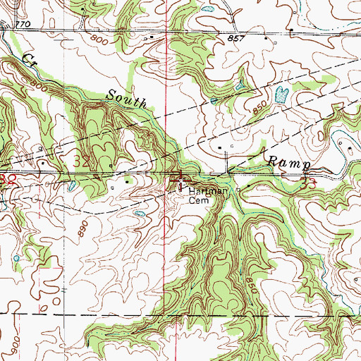 Topographic Map of Hartman Cemetery, IN