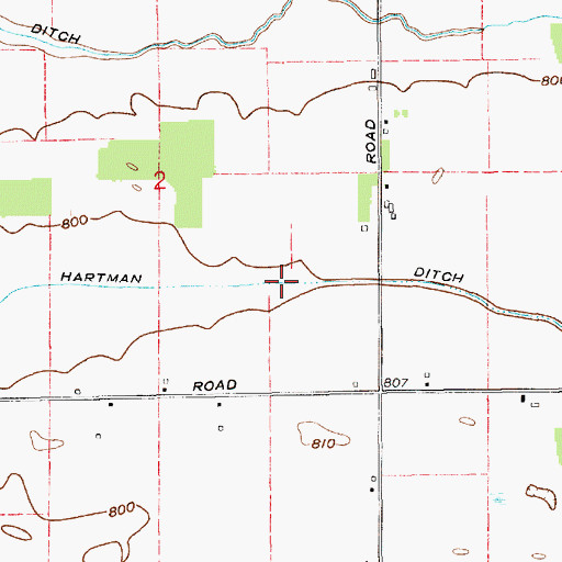 Topographic Map of Hartman Ditch, IN