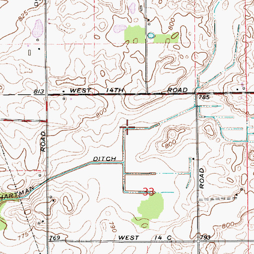 Topographic Map of Hartman Ditch, IN