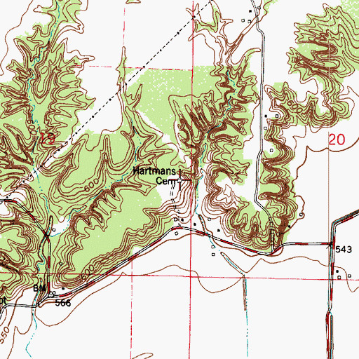Topographic Map of Hartman Family Cemetery, IN