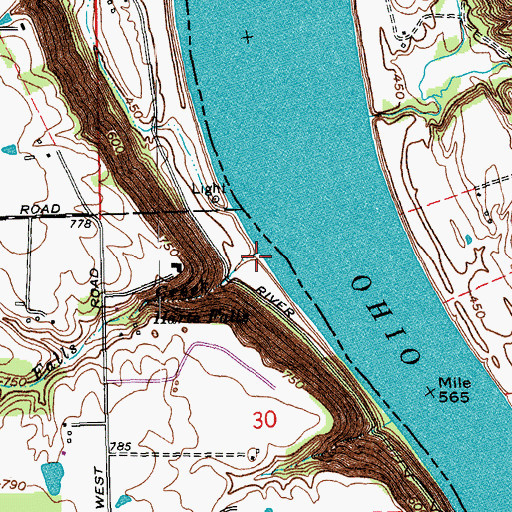 Topographic Map of Harts Falls Creek, IN