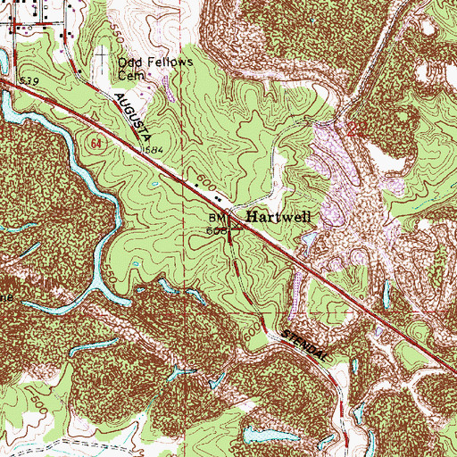 Topographic Map of Hartwell, IN