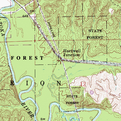Topographic Map of Hartwell Junction, IN