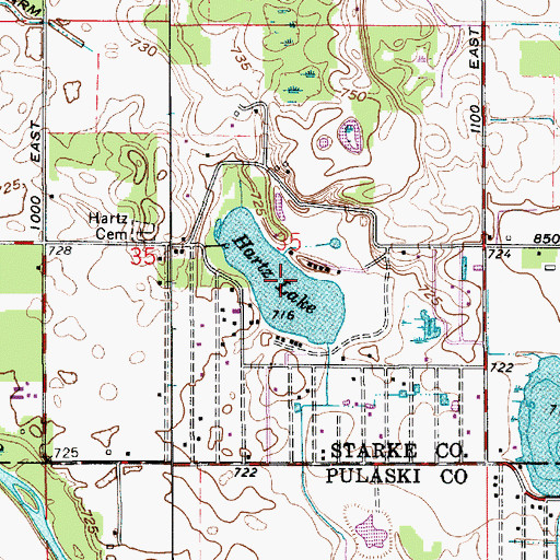 Topographic Map of Hartz Lake, IN