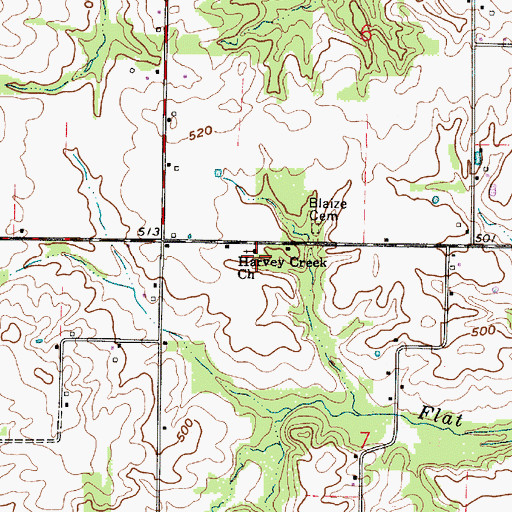 Topographic Map of Harvey Creek Church, IN