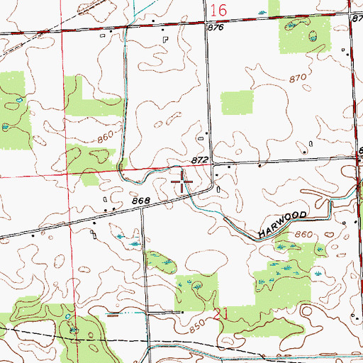 Topographic Map of Harwood Ditch, IN
