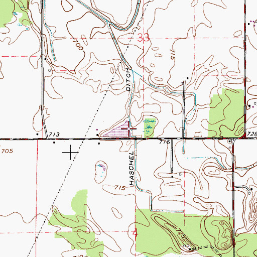 Topographic Map of Haschel Ditch, IN
