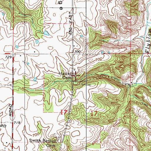 Topographic Map of Hasler Cemetery, IN