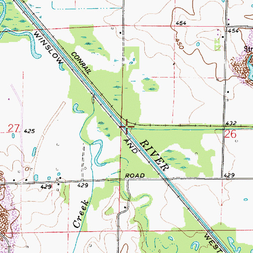 Topographic Map of Hat Creek, IN
