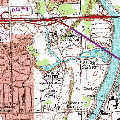 Topographic Map of Hatchery Creek, IN