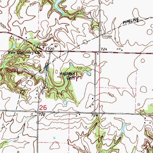 Topographic Map of Hatfield Cemetery, IN
