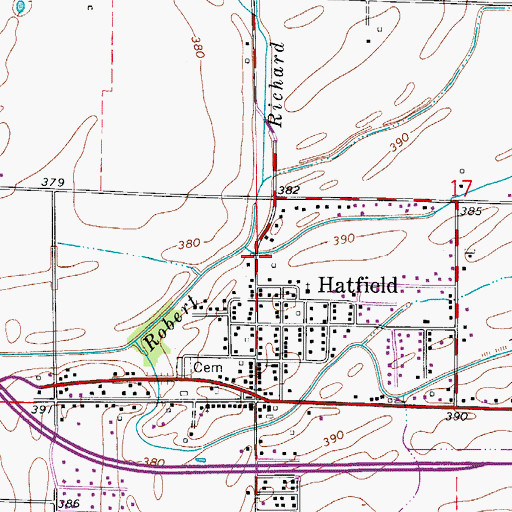 Topographic Map of Hatfield Drain, IN