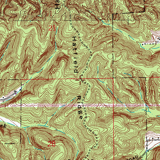 Topographic Map of Hatfield Ridge, IN