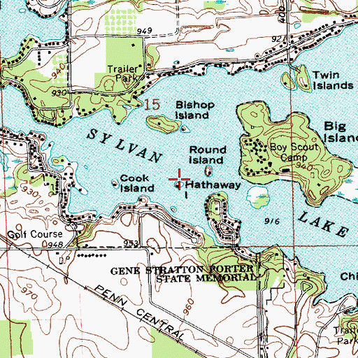 Topographic Map of Hathaway Island, IN