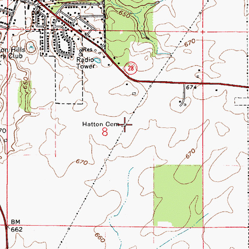 Topographic Map of Hatton Cemetery, IN