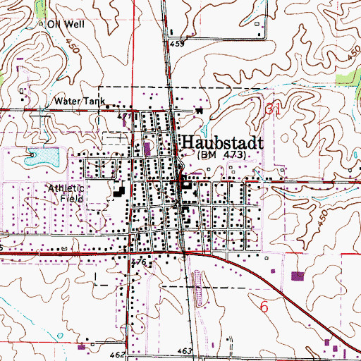 Topographic Map of Haubstadt, IN