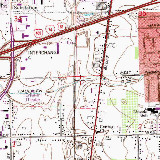 Topographic Map of Haueisen Ditch, IN
