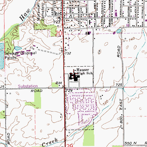 Topographic Map of Hauser Junior-Senior High School, IN
