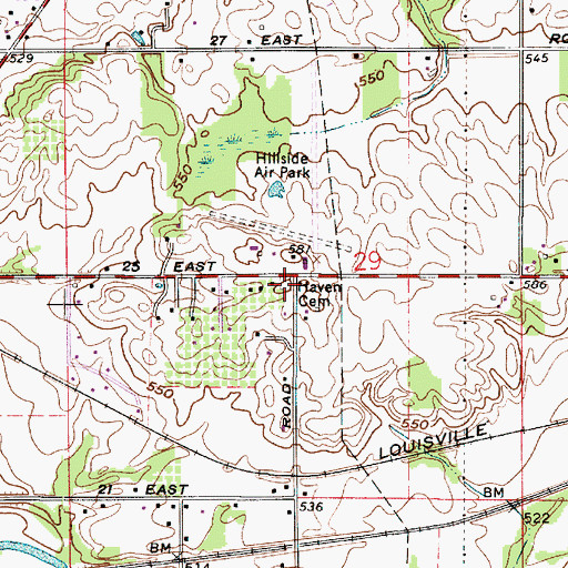 Topographic Map of Haven Cemetery, IN