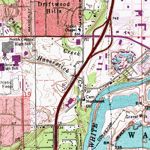 Topographic Map of Haverstick Creek, IN