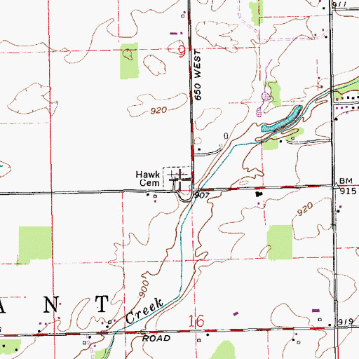 Topographic Map of Hawk Cemetery, IN