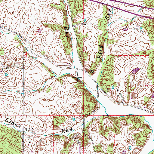 Topographic Map of Hawk Run, IN
