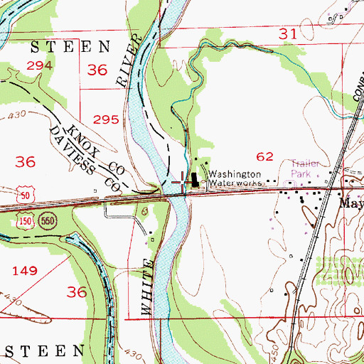 Topographic Map of Hawkins Creek, IN