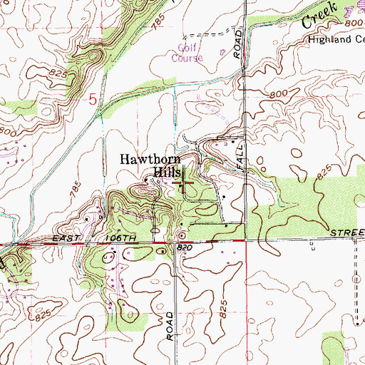 Topographic Map of Hawthorn Hills, IN