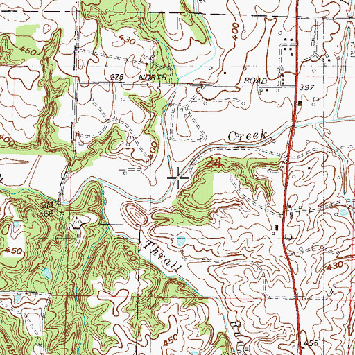 Topographic Map of Hawthorne Creek, IN