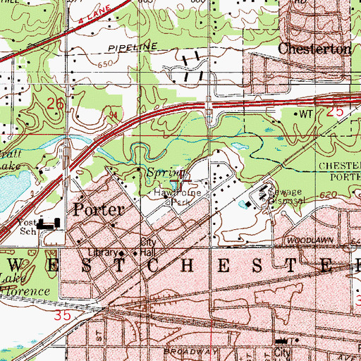 Topographic Map of Hawthorne Park, IN