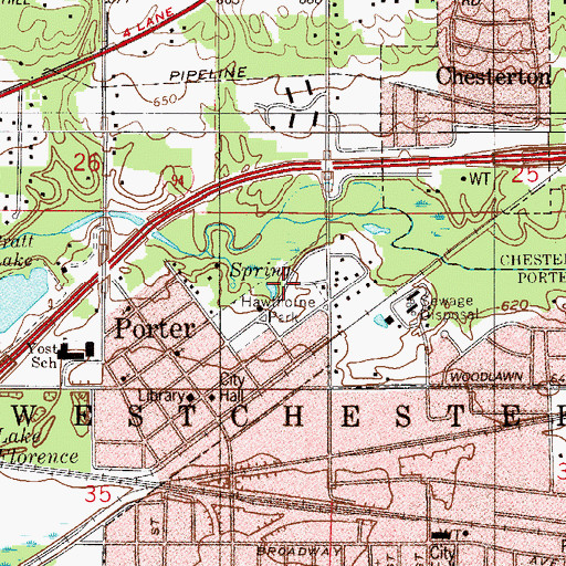 Topographic Map of Hawthorne Park, IN