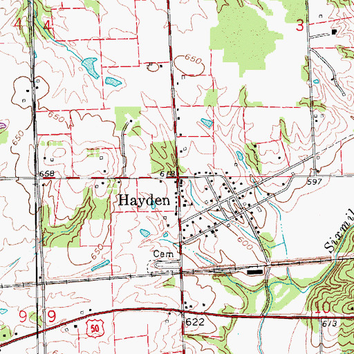 Topographic Map of Hayden, IN