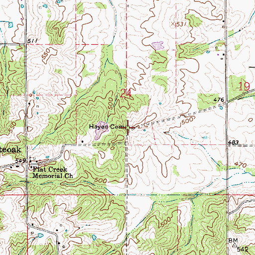 Topographic Map of Hayes Cemetery, IN