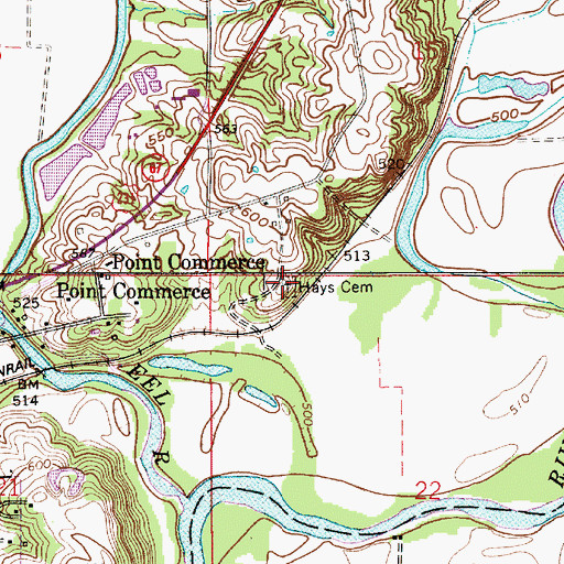 Topographic Map of Hayes Cemetery, IN