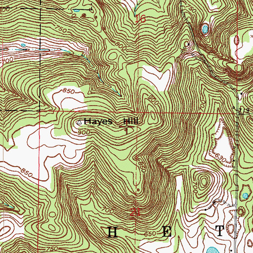 Topographic Map of Hayes Hill, IN